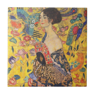 Gustav Klimt Lady with Fan Vintage Ceramic Tile