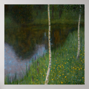 Gustav Klimt - Lakeshore With Birches  Poster