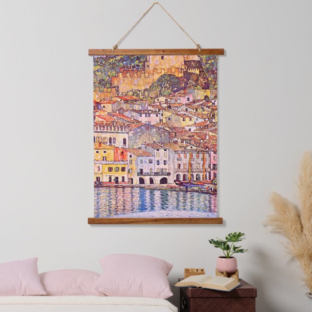 Gustav Klimt . Malcesine am Gardasee painting  Hanging Tapestry (Bedroom)