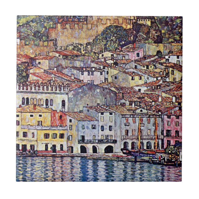 Gustav Klimt - Malcesine at Lake Garda Italy Tile (Front)
