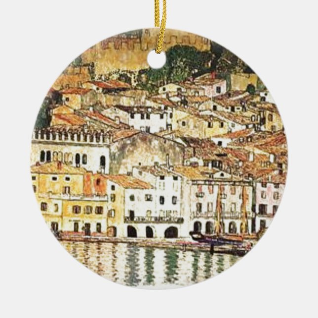 Gustav Klimt - Malcesine on Lake Garda Ceramic Tree Decoration (Front)