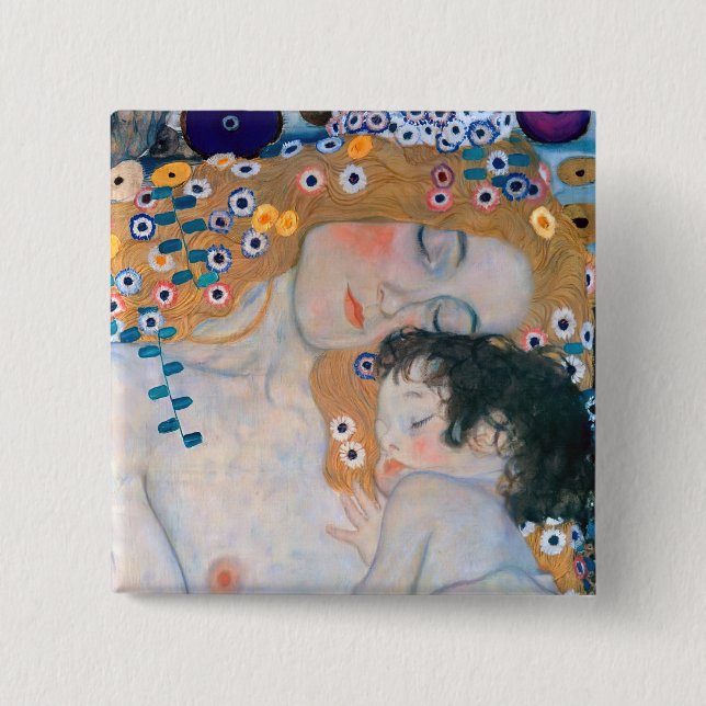 Gustav Klimt - Mother and Child 15 Cm Square Badge (Front)