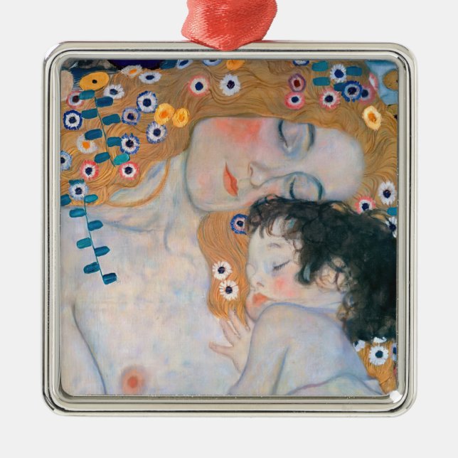 Gustav Klimt - Mother and Child Metal Tree Decoration (Front)