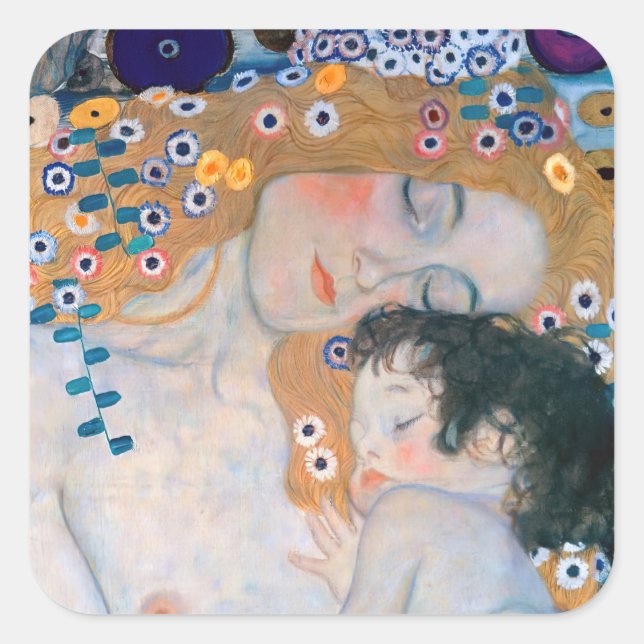 Gustav Klimt - Mother and Child Square Sticker (Front)