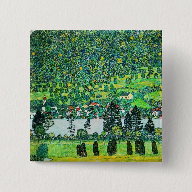 Gustav Klimt - Mountain Slope at Unterach 15 Cm Square Badge (Front)