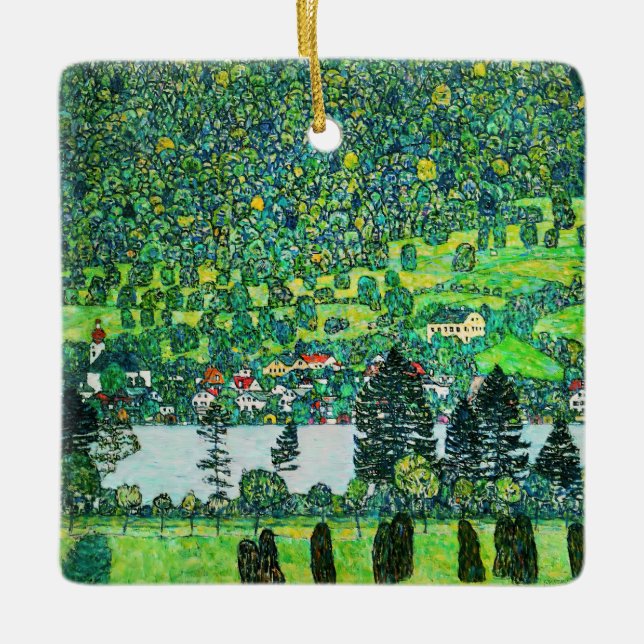 Gustav Klimt - Mountain Slope at Unterach Ceramic Ornament (Front)