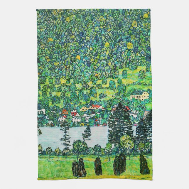 Gustav Klimt - Mountain Slope at Unterach Tea Towel (Vertical)