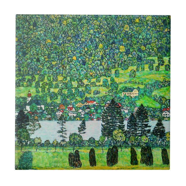 Gustav Klimt - Mountain Slope at Unterach Tile (Front)