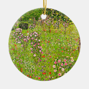Gustav Klimt Orchard with Roses Ceramic Tree Decoration