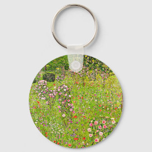 Gustav Klimt Orchard with Roses Key Ring
