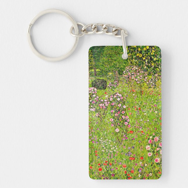 Gustav Klimt Orchard with Roses Key Ring (Front)