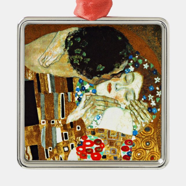 Gustav Klimt painting, The Kiss, Metal Tree Decoration (Front)