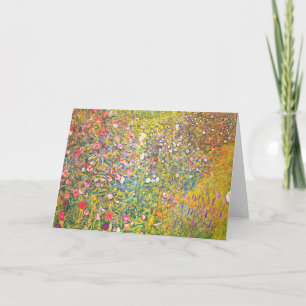 Gustav Klimt Pink Flowers Greeting Card