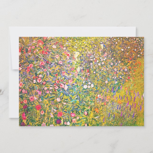 Gustav Klimt Pink Flowers Invitations (Front)