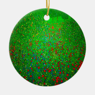 Gustav Klimt Poppy Field Ceramic Tree Decoration