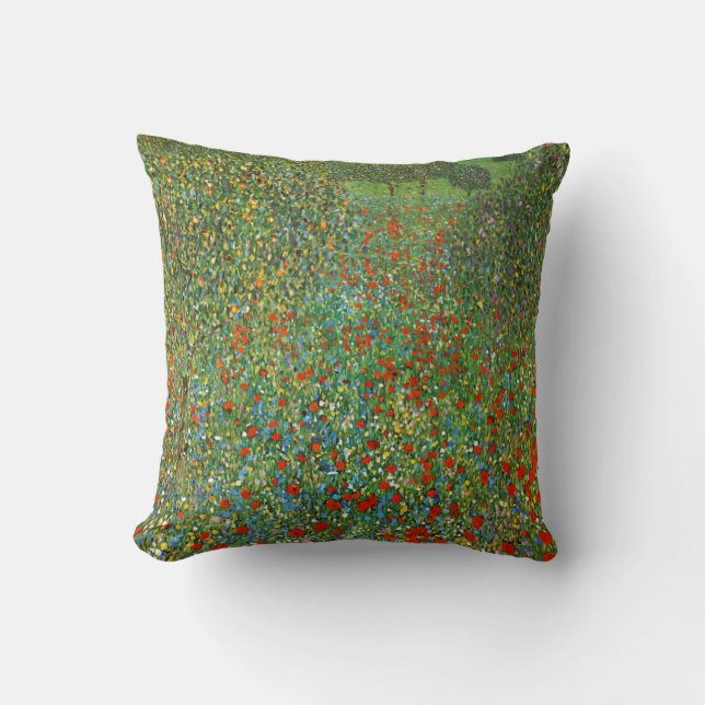 Gustav Klimt Poppy Field Cushion (Front)
