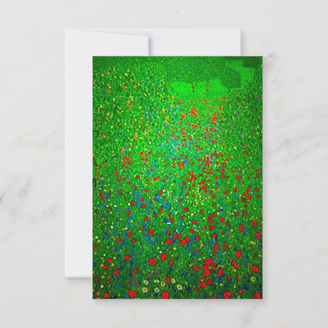 Gustav Klimt Poppy Field Invitation (Front)