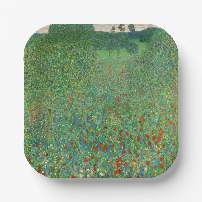 Gustav Klimt - Poppy Field Paper Plate (Front)
