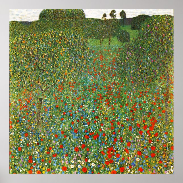 Gustav Klimt Poppy Field Poster (Front)