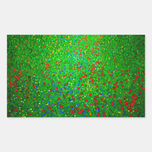 Gustav Klimt Poppy Field Rectangular Sticker