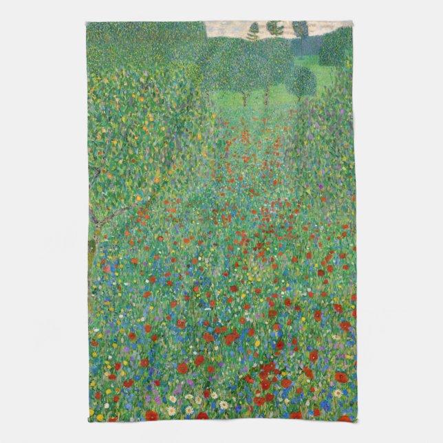Gustav Klimt - Poppy Field Tea Towel (Vertical)