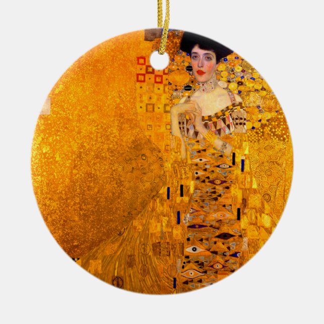 Gustav Klimt Portrait of Adele Bloch Bauer Ceramic Tree Decoration (Front)