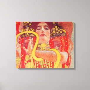 Gustav Klimt Red Woman Gold Snake Painting Canvas Print