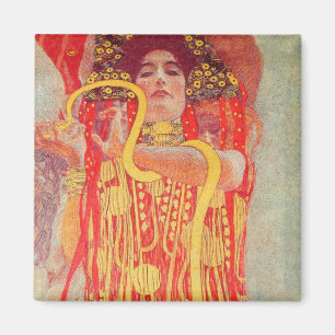 Gustav Klimt Red Woman Gold Snake Painting Magnet
