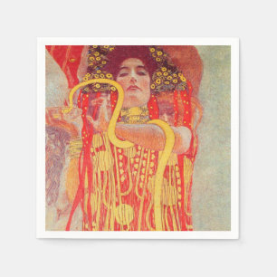 Gustav Klimt Red Woman Gold Snake Painting Napkin