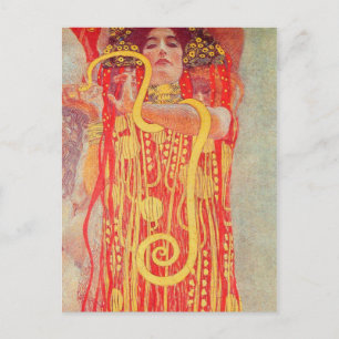 Gustav Klimt Red Woman Gold Snake Painting Postcard