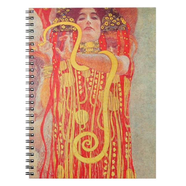 Gustav Klimt Red Woman Gold Snake Painting Spiral Notebook (Front)