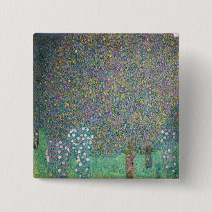 Gustav Klimt - Rosebushes under the Trees 15 Cm Square Badge