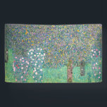 Gustav Klimt - Rosebushes under the Trees Banner<br><div class="desc">Rosebushes under the Trees / Roses under the Trees by Gustav Klimt in 1905</div>