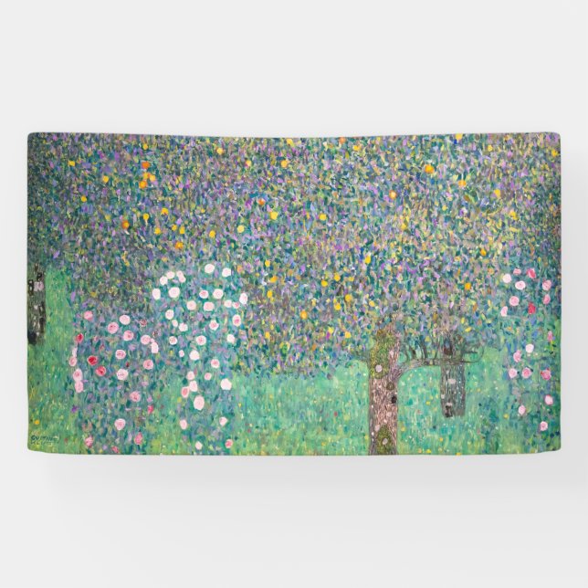 Gustav Klimt - Rosebushes under the Trees Banner (Horizontal)
