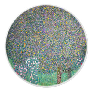 Gustav Klimt - Rosebushes under the Trees Ceramic Knob
