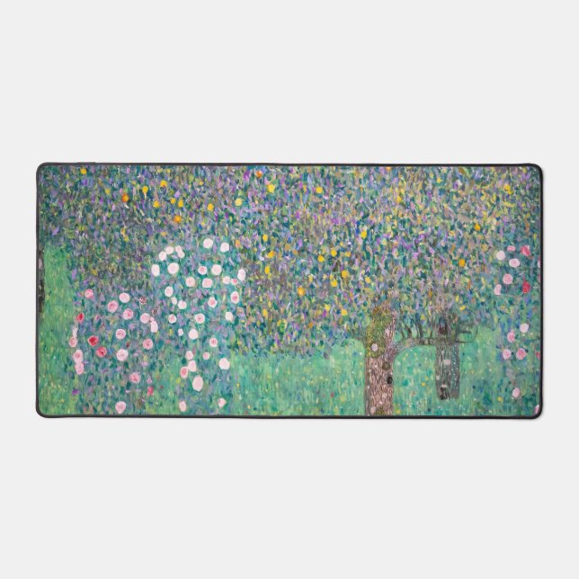 Gustav Klimt - Rosebushes under the Trees Desk Mat (Front)