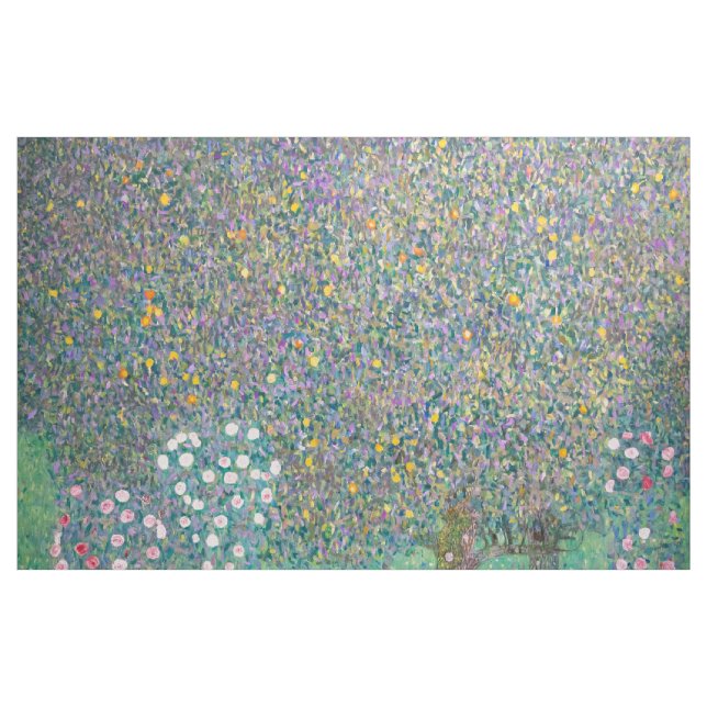 Gustav Klimt - Rosebushes under the Trees Fabric (Yard)
