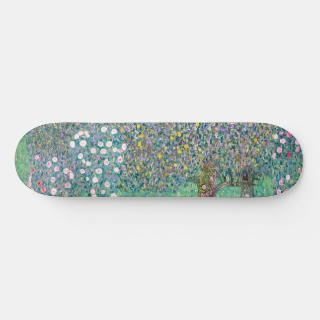 Gustav Klimt - Rosebushes under the Trees Skateboard (Horz)
