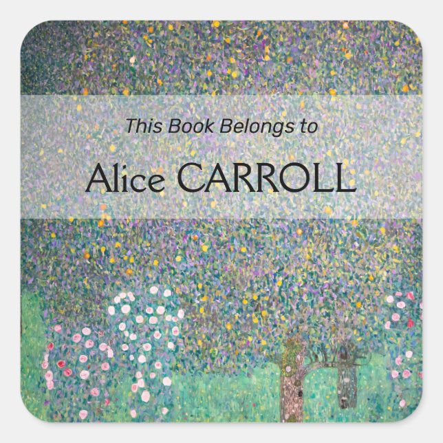 Gustav Klimt - Rosebushes under the Trees Square Sticker (Front)