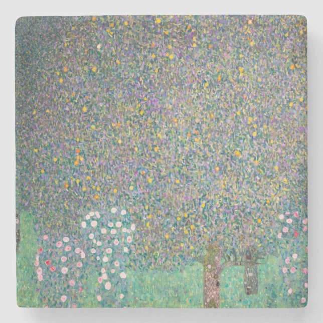 Gustav Klimt - Rosebushes under the Trees Stone Coaster (Front)