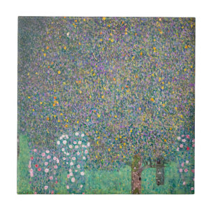 Gustav Klimt - Rosebushes under the Trees Tile