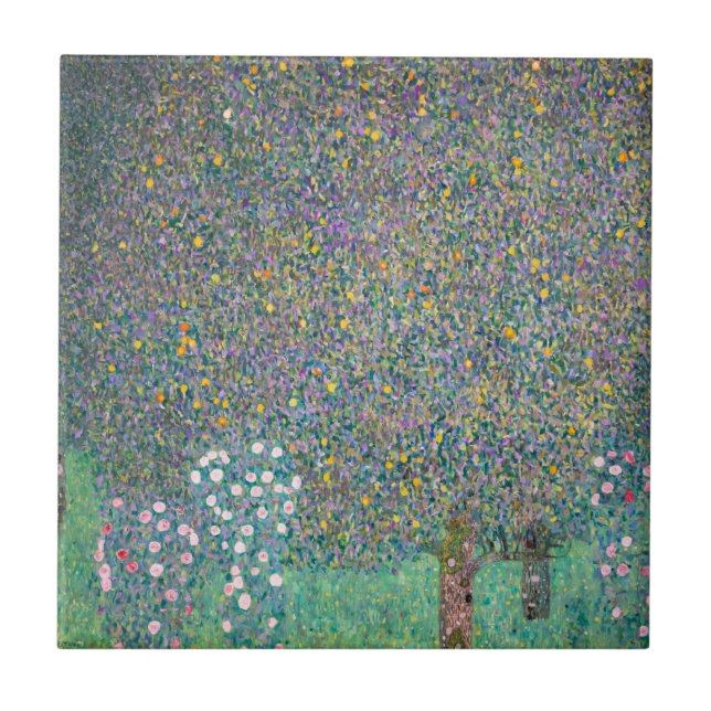 Gustav Klimt - Rosebushes under the Trees Tile (Front)