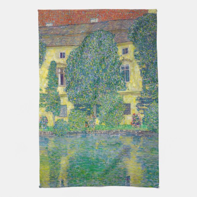 Gustav Klimt - Schloss Kammer am Attersee III Tea Towel (Vertical)