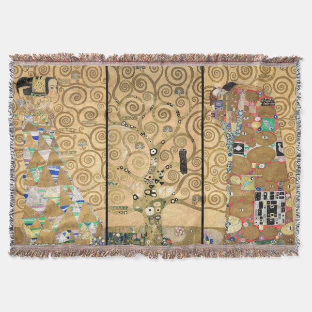 Gustav Klimt - Stoclet Frieze Tree of Life Throw Blanket (Front)