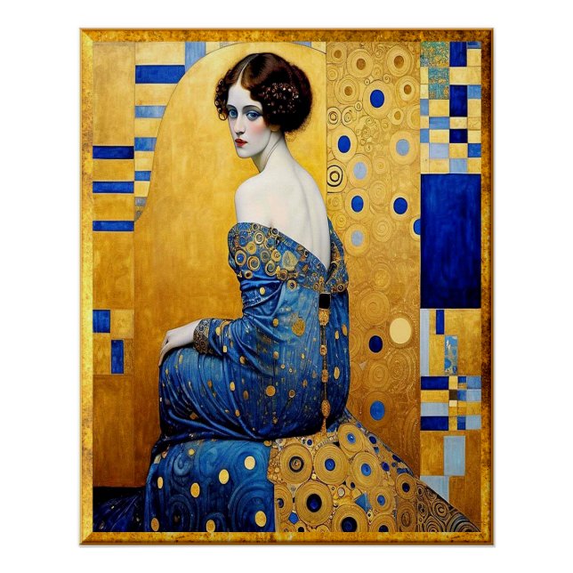 Gustav Klimt Style Portrait of a Woman  Poster (Front)