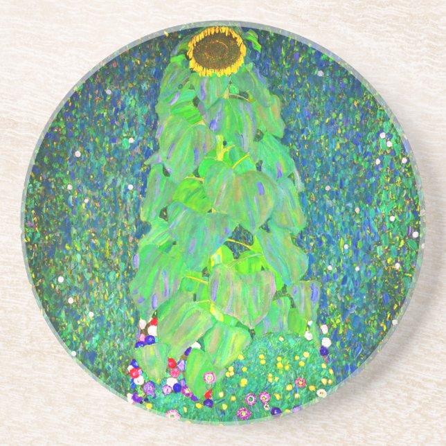 Gustav Klimt Sunflower Coaster (Front)