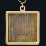 Gustav Klimt - Tannenwald Pine Forest Gold Plated Necklace<br><div class="desc">Fir Forest / Tannenwald Pine Forest - Gustav Klimt,  Oil on Canvas,  1902</div>