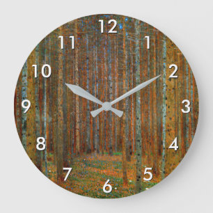 Gustav Klimt - Tannenwald Pine Forest Large Clock