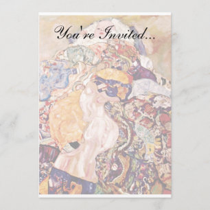 Gustav Klimt - The Baby Cradle - Newborn Invitation