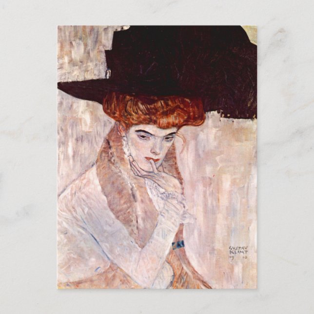 Gustav Klimt ~ The Black Hat 1910 Postcard (Front)